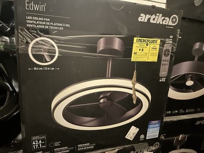 Artika Edwin LED Ceiling Fan Matte Black 23in Remote Reverse Airflow Light