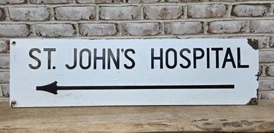 NEW YORK CITY TRANSIT SUBWAY SIGN NYCTA PORCELAIN ST. JOHNS HOSPITAL VINTAGE