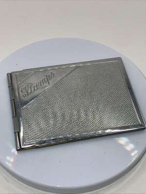 Mid Century Briefmarkenetui verchromt Art Deco Stil motorgedreht