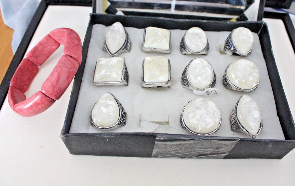 1 x Perlmutt Ring / Muschel Ring / verschiedener  Größe aus Metal - Bild 2 von 3