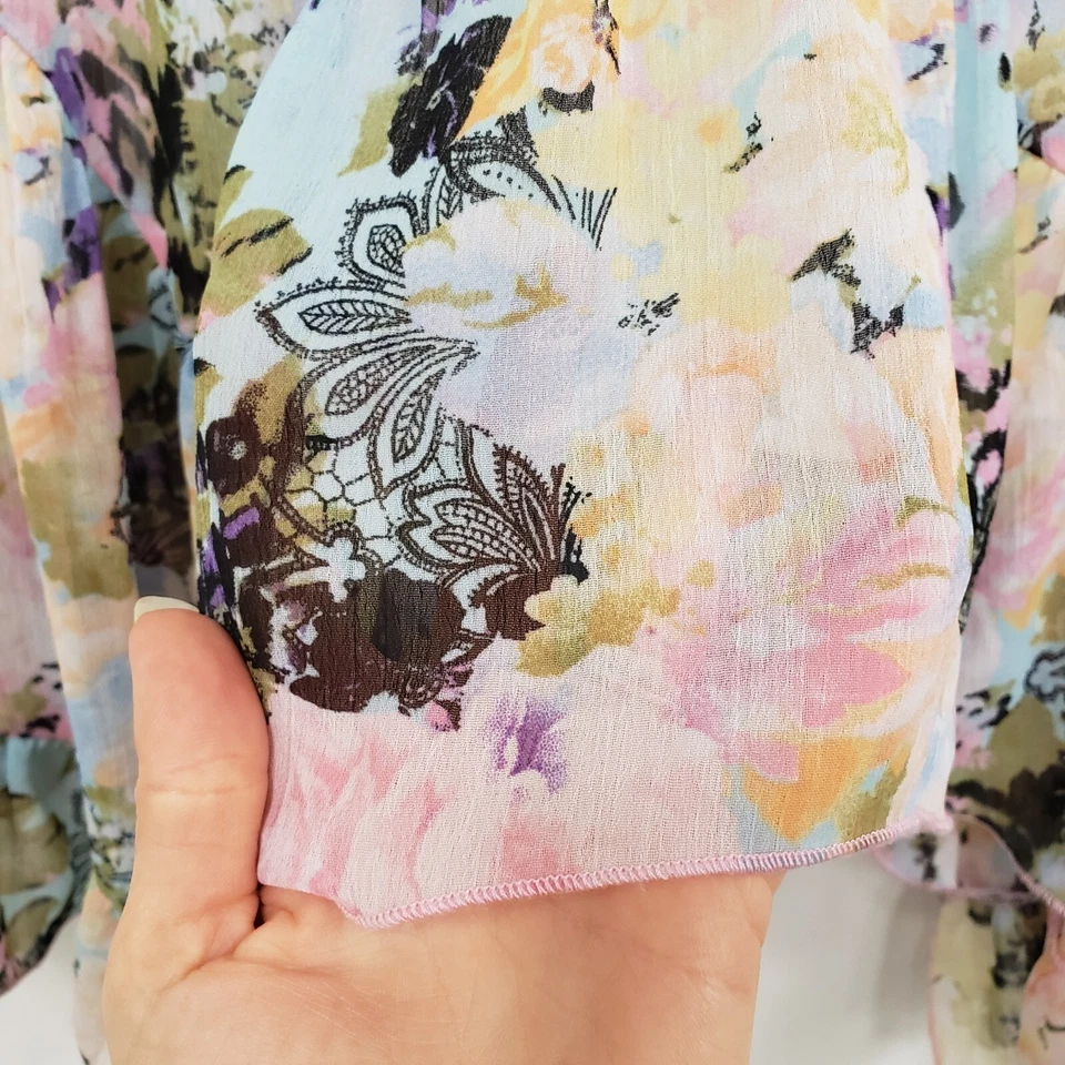 D Signed Kids Floral Fairy Y2K Asymmetric Skirt Size L Pastel Boho Whimsical - Image 2 of 4