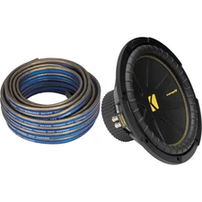 Kicker 50CWCD124 CompC 12" Subwoofer, Dual 4-Ohm with Speaker Wire Bundle