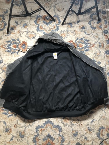 Carhartt Jacket Mens 4XL Black Hooded Washed Distressed Full Zip Workwear JU03 - Picture 8 of 11