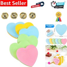 Image of 600 Sheets Sticky Notes - 6 Pack 70×70mm Heart Shaped - 4 Mixed Colors Remova...