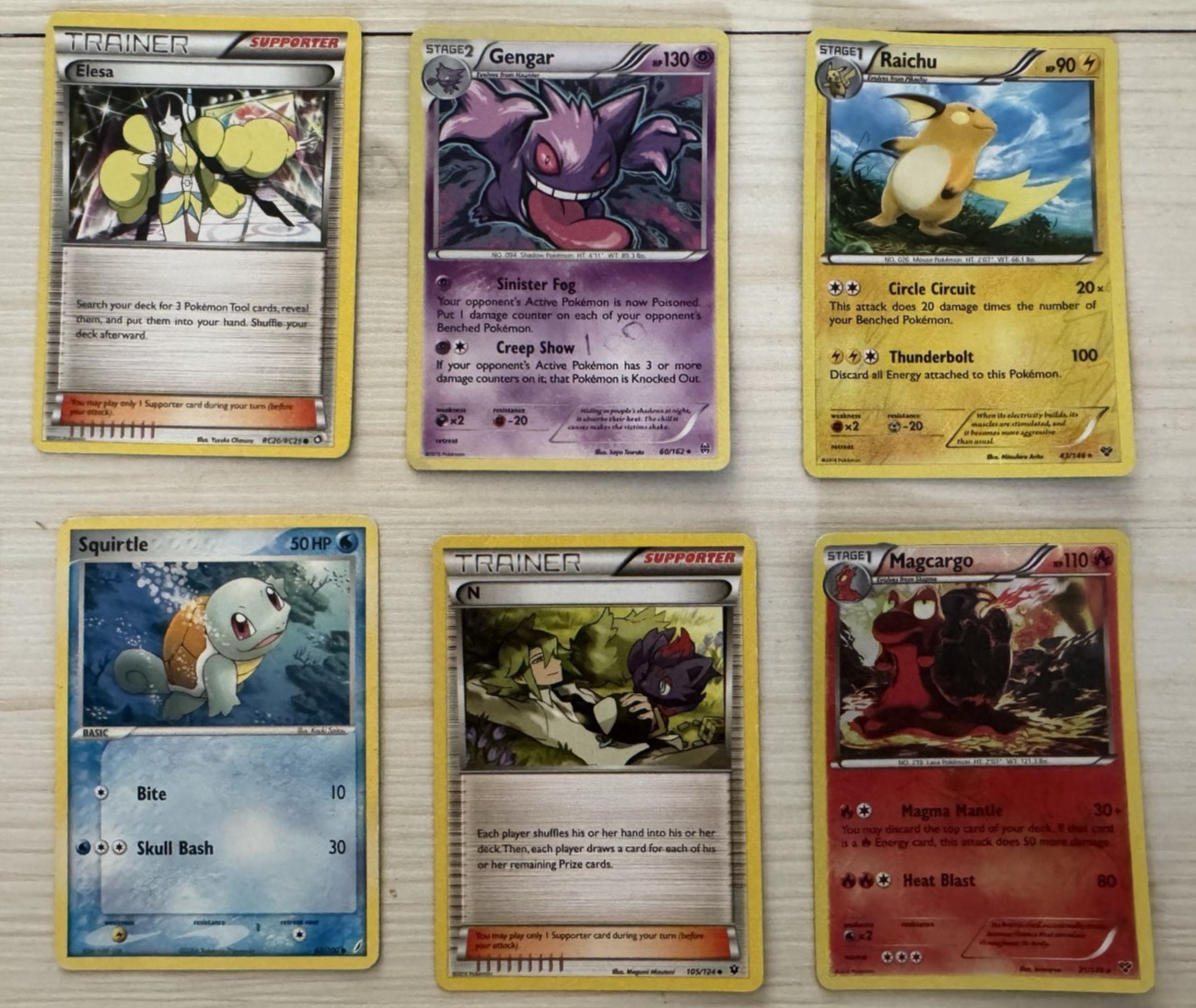 Pokemon Card Lot Gengar 60/162 BREAKthrough Raichu Elesa N Squirtle LP/MP, Used