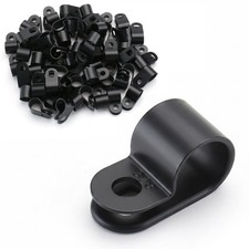 100 PCS RType Cable Clamp 3/8 Inch UC2 Black Nylon Wire Management Clip