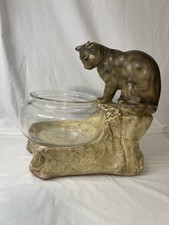 Vintage Weller Art Pottery Cat Aquarium Stand 1920  s