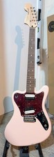 Squier Paranormal Super Sonic guitar - Shell Pink with Fender strap + carry case