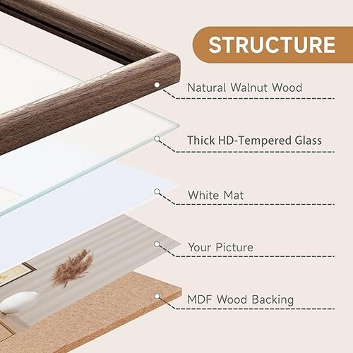 24 X 30 Poster Frame Solid Walnut Wood Picture Frame with HD Tempered Glass - Picture 3 of 7