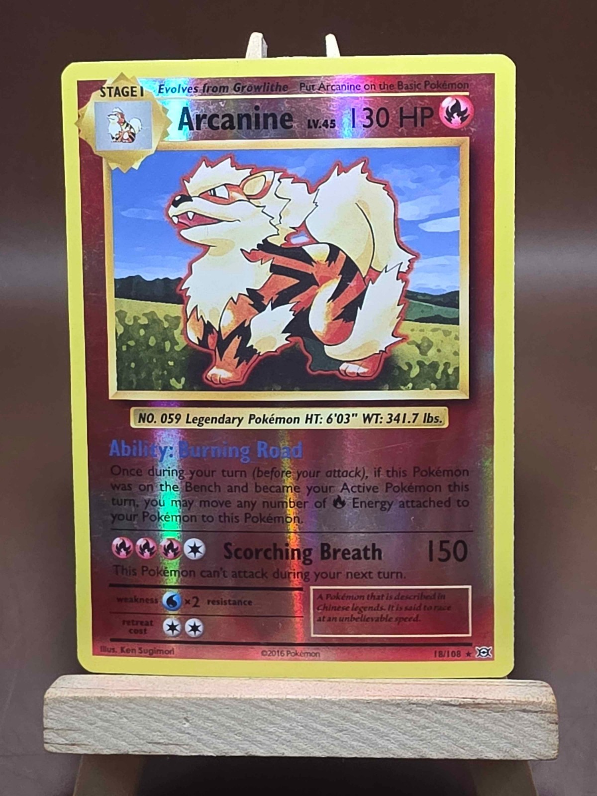 HP Pokemon Arcanine 18/108 Evolutions Reverse Holo