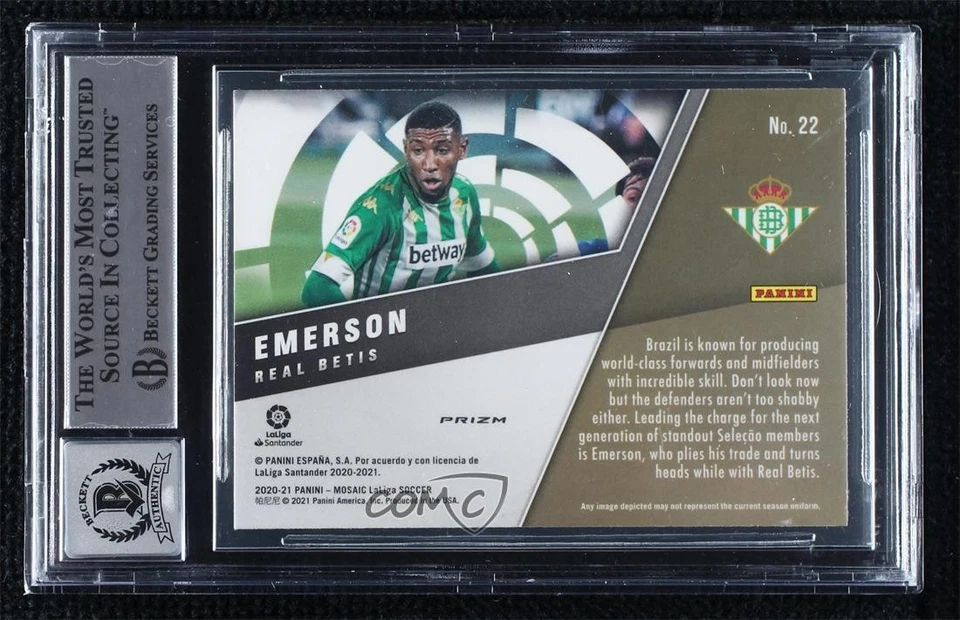 BAS 2020-21 Panini Mosaic La Liga Montage Prizm Emerson Royal #22 BGS Authentic - Image 2 of 2