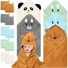 15 Pcs Baby Bath Towels- 5 x Hooded Baby Towels and 10 x Baby Washcloths Set ...