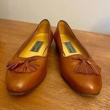 Vintage 1980s 1990s Cole Haan Tan Leather Loafers With Tassle, Sz 6