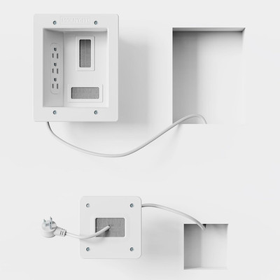 Mount-It! In-Wall TV Cable Concealer Kit with Recessed Power   Triple Outlet, 9F