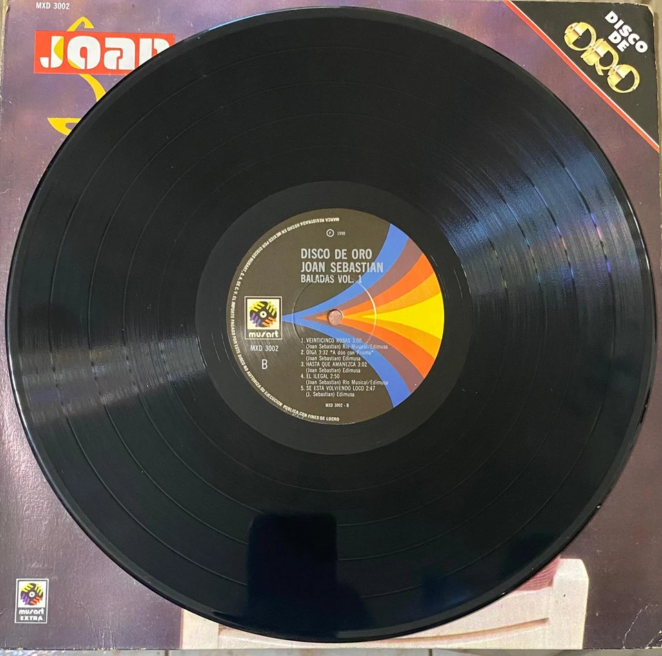 JOAN SEBASTIAN - BALADAS VOL 1 / DISCO DE ORO ( LP & COVER VG +++ ) Orig. 1990 - Image 3 of 3