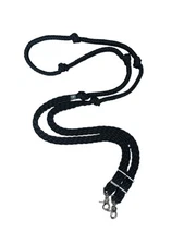 Barrel Reins With Grip Knots Hand Braided Black Paracord Western Tack