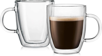 10Oz Bistro Double Wall Insulated Mug, High-Heat Borosilicate Glass, Set of 2, C