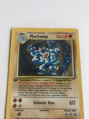 pokemon base set 1st edition holofoil card #8/102 machamp 1999 Shadowless Holo #8 CGC AUTH on Fanatics Collect (Dont apply Weakness and Resistance for Benched Pokmon.) Pokmon Machamp 1st Edition
