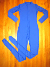 Plus Size Shiny Royal Blue Long Sleeve T Neck Footed Unitard Size 2XL-16-18 New