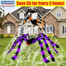 Giant Spider Web / 35.4in Spider Scary Party Prop Halloween Decorations Outdoor