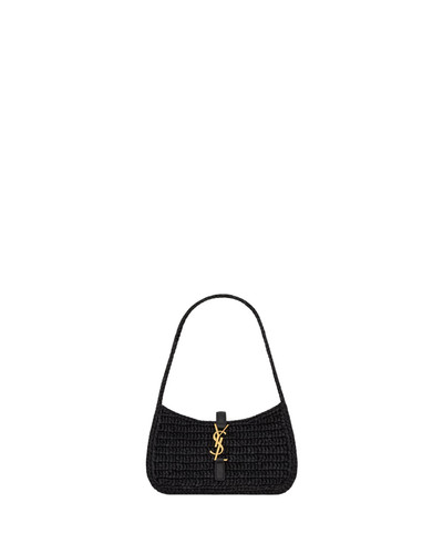 SAINT LAURENT Mini Le 5 A 7 $1750 Black Raffia Hobo Bag New & Authentic