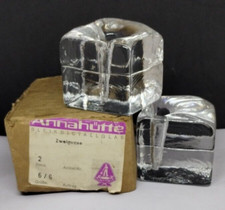 Vtg Anne Hutte Bleikistall Lead Crystal Lot (2) Square Style Vases (Germany)