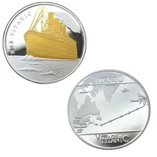 50PCS Coin 1912 The Voyage Titanic PlatedClad Ship Travel Map Collection Rms