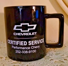 CHEVROLET MUG PERFORMANCE CHEVY CERTIFIED SERVICE BLACK WHITE ELIZABETH CITY NC.