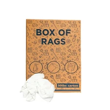 Recycled White Terry Towel Wiping Rags 50 lbs. Box Multipurpose Cleaning Cloths