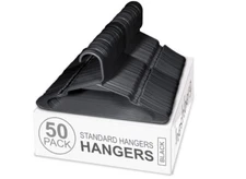 Heshberg Plastic Notched Hangers Space Saving Clothes Hangers Standard Black, 50