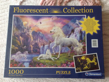 Clementoni Fluorescent Unicorn Early Evening 1000 Piece Jigsaw Puzzle Set. 