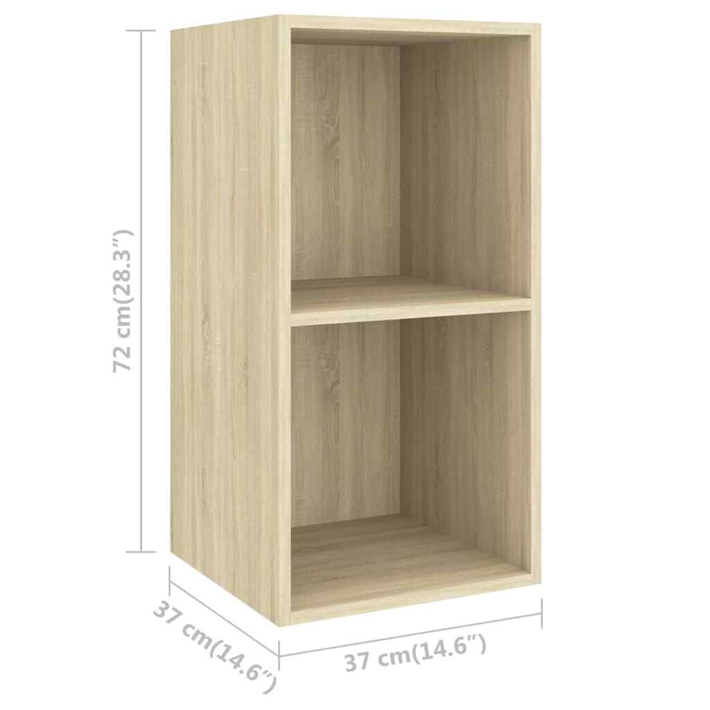 vidaXL Wall-mounted TV Stand Sonoma Oak 14.6"x14.6"x28.3" Engineered Wood