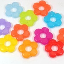 500 Mixed Jelly Color Acrylic Hollow Flower Donut Charm Beads 20mm Kids Crafts
