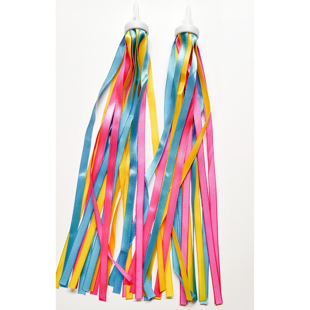 Handlebar Streamers (style 3)-1 Pair-  Light Blue, Pink, Yellow, Fuchsia