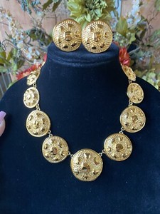 Authentic Vintage Christian Dior Gold Plated Necklace & Earrings Set!