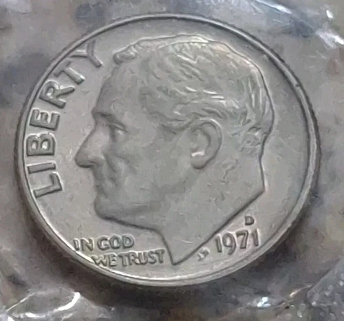 1971 D  FRANKLIN D. ROOSEVELT DIME (10c) BU UNCIRCULATED In Cellophan