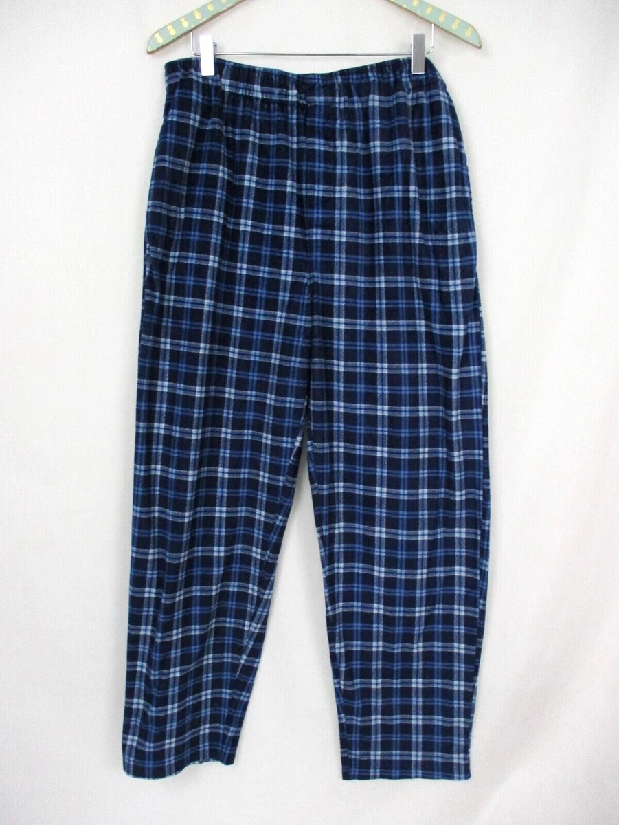 Izod Pajama Pants Mens Large Fleece Soft Stretchy Blue Plaid