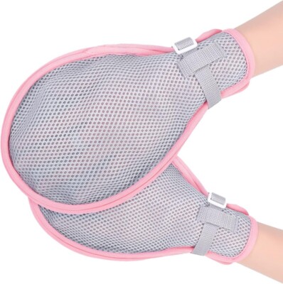 2Pcs Hand Restraint Gloves Mesh for Dementia Elderly Autistic Child Bed Safety