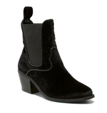 Women's Velvet Ankle Boots 2" Block Heel Comfort Fit Elastic Side Booties - 7.5