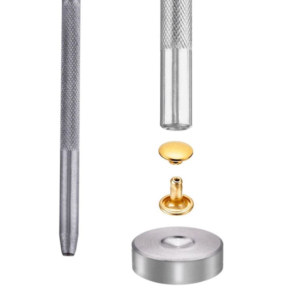 50 Satz 8mm Kupfer Ring-Feder Druckknöpfe+ 3x Handpresse Befestigungs werkzeuge - Bild 3 von 4