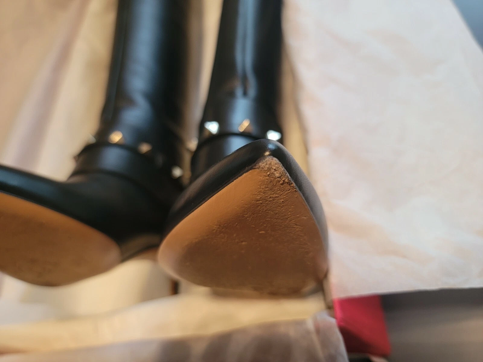 Stivali sopra il ginocchio PreLoved Valentino Garavani Rockstud pelle nera EUR 37