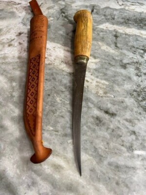 Vintage J. Marttiini Fillet Fishing Knife With Sheath Finland