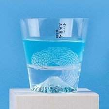 Tajima Glass Edo Glass Wave Fuji Rock Glass Whiskey Glass With Box JAPAN NEW