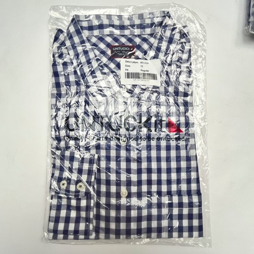 UNTUCKit Womens Belleza Shirt Blue White Gingham Button Down Long Sleeve 12 NWOT
