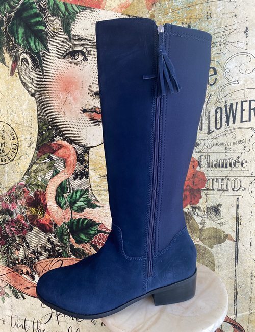 Sporto Waterproof Suede Christie 2 Riding Boot Thermolite Navy Blue 12 W New