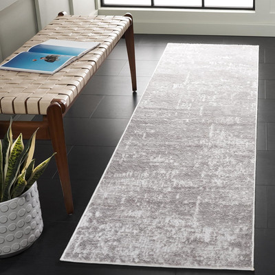 Amelia Collection Runner - 2'2'' X 8', Ivory & Stone Grey, Modern Abstract Design