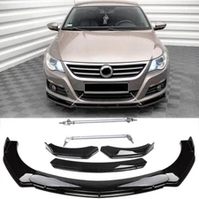 Front Bumper Lip Splitter Spoiler Body Kit Glossy Black For Volkswagen Passat CC