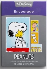 Box of 12 Encourage Cards Featuring the Peanuts {DaySpring} 74870 - New