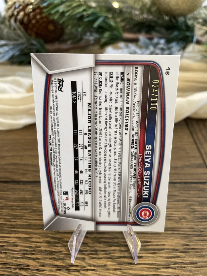 2023 SEIYA SUZUKI Bowman Chrome Silver Wave Refractor /100 CUBS Future ⭐️ - Image 2 of 2