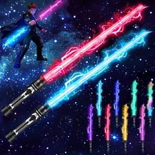 Light Up Sword, 2-in-1 Retractable Dual Saber with 8 Colors FX Sound,...